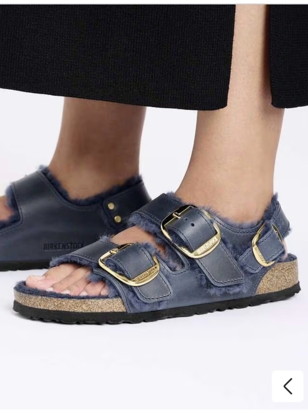 Birkenstock Milano Big Buckle Shearling Oiled Leather Midnight Blue SZ 8 NIB